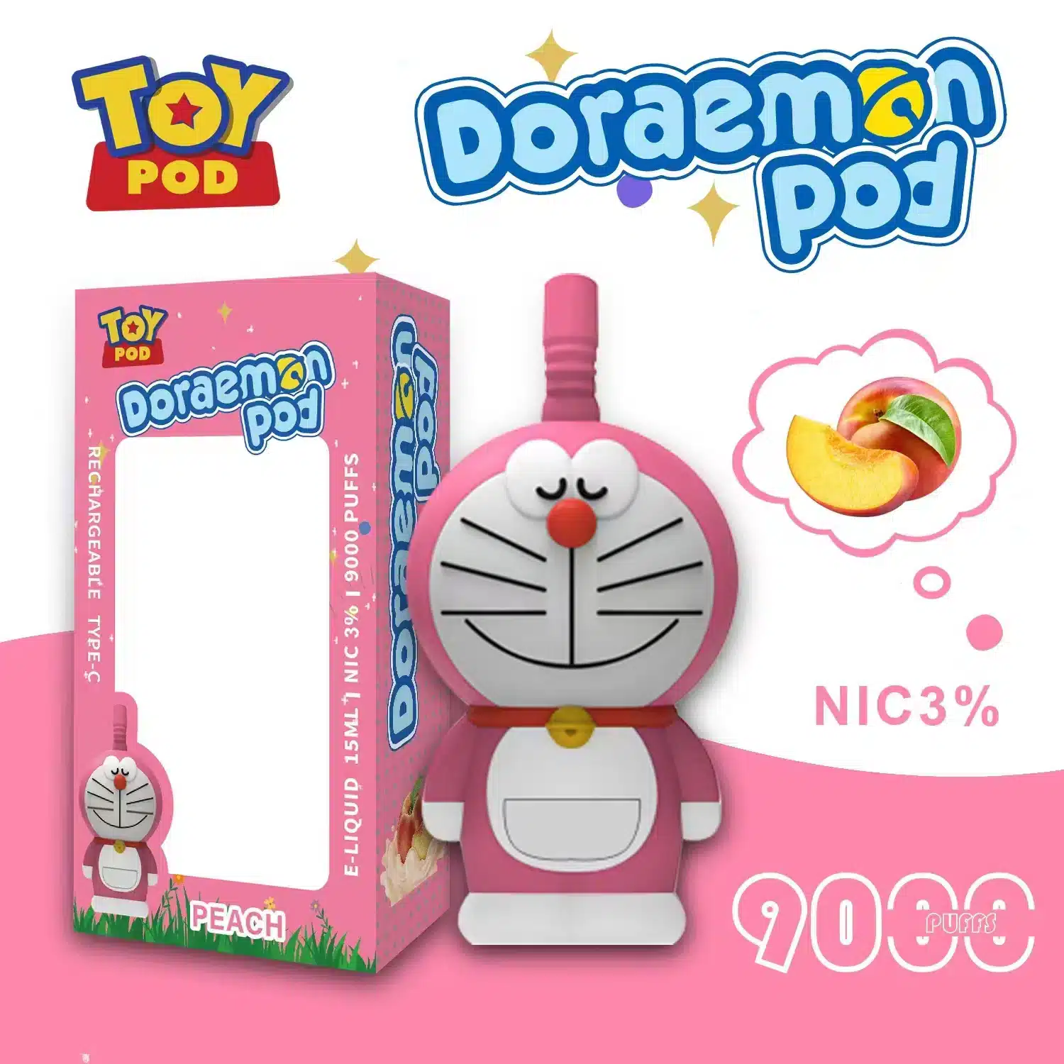 Doraemon pod 9000 puffs 36 doraemon pod 9000 puffs peach