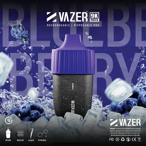 พอตใช้แล้วทิ้ง vazer 9000 puffs กลิ่นบลูเบอร์รี่