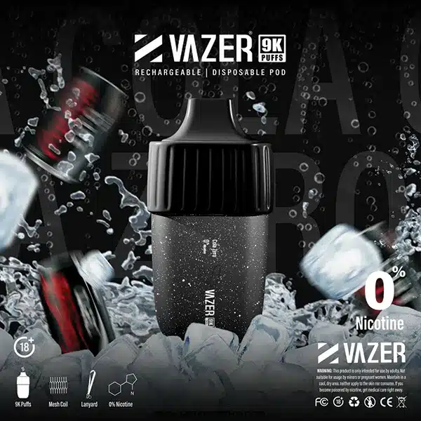 พอตใช้แล้วทิ้ง vazer 9000 puffs กลิ่นโคล่าซีโร่
