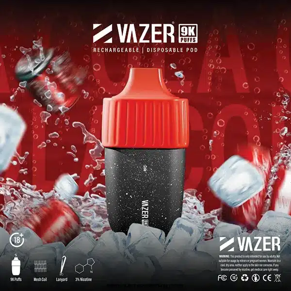 พอตใช้แล้วทิ้ง vazer 9000 puffs กลิ่นโคล่า
