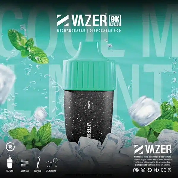 พอตใช้แล้วทิ้ง vazer 9000 puffs กลิ่นมินต์