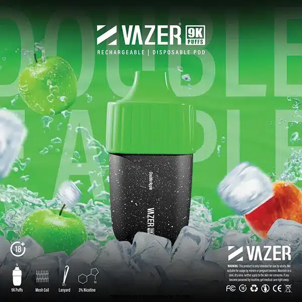 พอตใช้แล้วทิ้ง vazer 9000 puffs กลิ่นแอปเปิ้ล