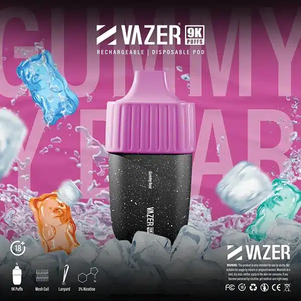 พอตใช้แล้วทิ้ง vazer 9000 puffs กลิ่นเยลลี่หมี
