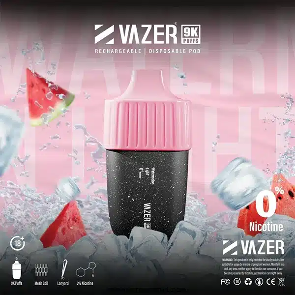 พอตใช้แล้วทิ้ง vazer 9000 puffs กลิ่นแตงโมไลท์
