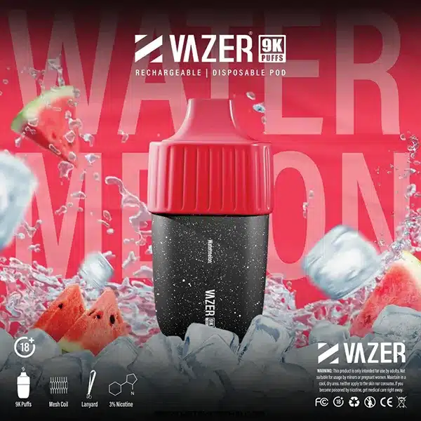 พอตใช้แล้วทิ้ง vazer 9000 puffs กลิ่นแตงโม
