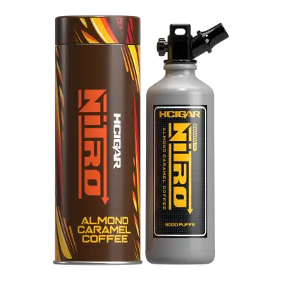 พอตใช้แล้วทิ้ง hcigar nitro 9000 puffs กลิ่นกาแฟอัลมอนด์คาราเมล