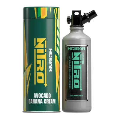 พอตใช้แล้วทิ้ง hcigar nitro 9000 puffs กลิ่นอะโวคาโดครีมกล้วย