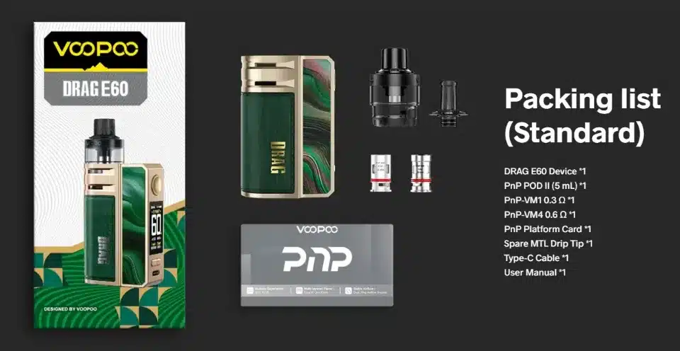 voopoo drag e60 ราคาถูก ในกล่องมีอะไรบ้าง