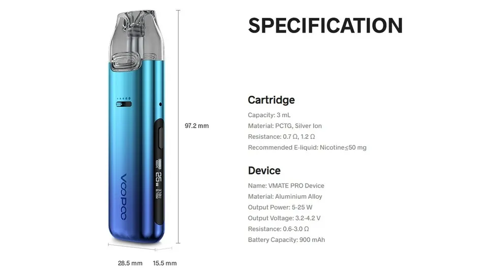 สเปกของพอต voopoo vmate pro ที่ไม่ธรรมดา